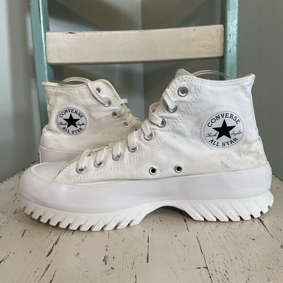 Converse All Star Lugged 2.0 Platform Shoes Womens 10.5 Mens 8.5 White A00871C - Picture 1 of 10